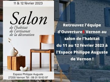 📢OUVERTURES Vernon au 14ème SALON DE L'HABITAT à VERNON !

Retrouvez notre stand au Salon de l'habitat, de l'artisanat et de la décoration à l'Espace...